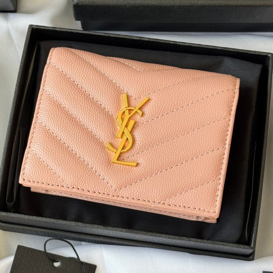 YSL Wallet Pink Gold Cowhide 240584 | Studio Nafay