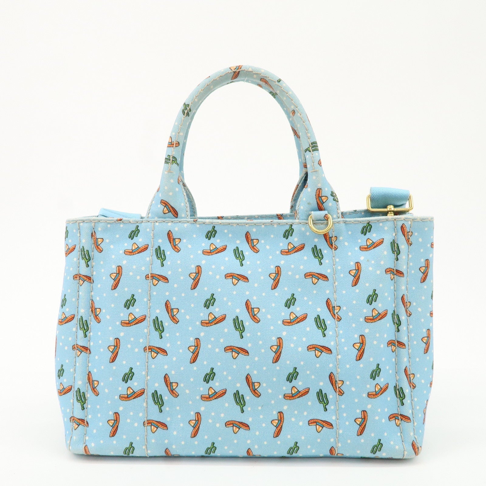 Prada Canapa Mini Canvas 2way Bag Light Blue