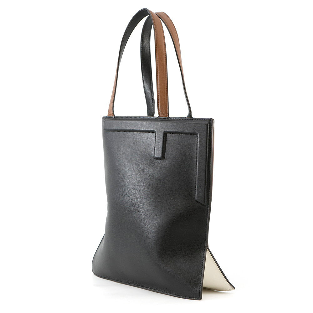 Fendi Flip Medium Tote Brown/black8bh419 Leather Size Medium