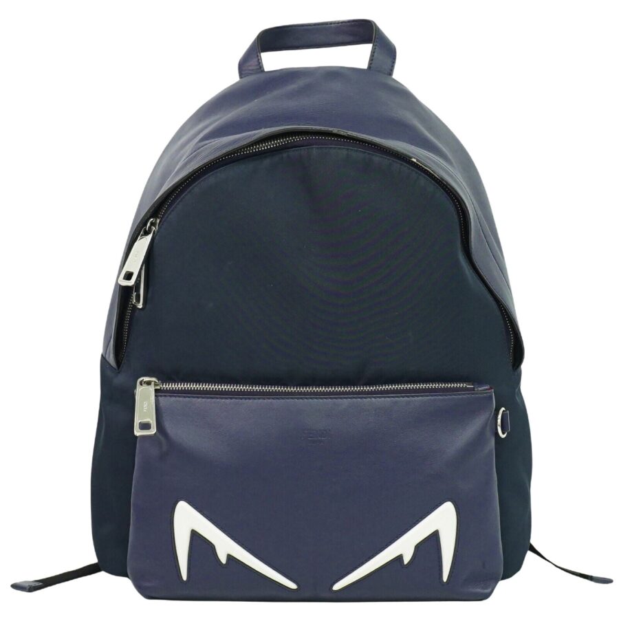 Fendi Monster Navy Canvas Backpack Bag () | Studio Nafay