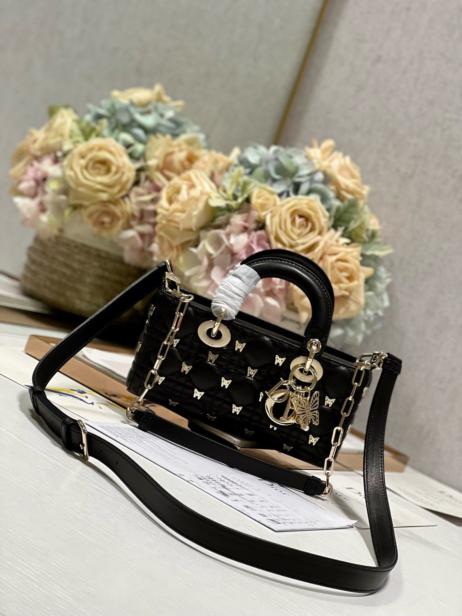 Dior Lady Dior black bag – front view