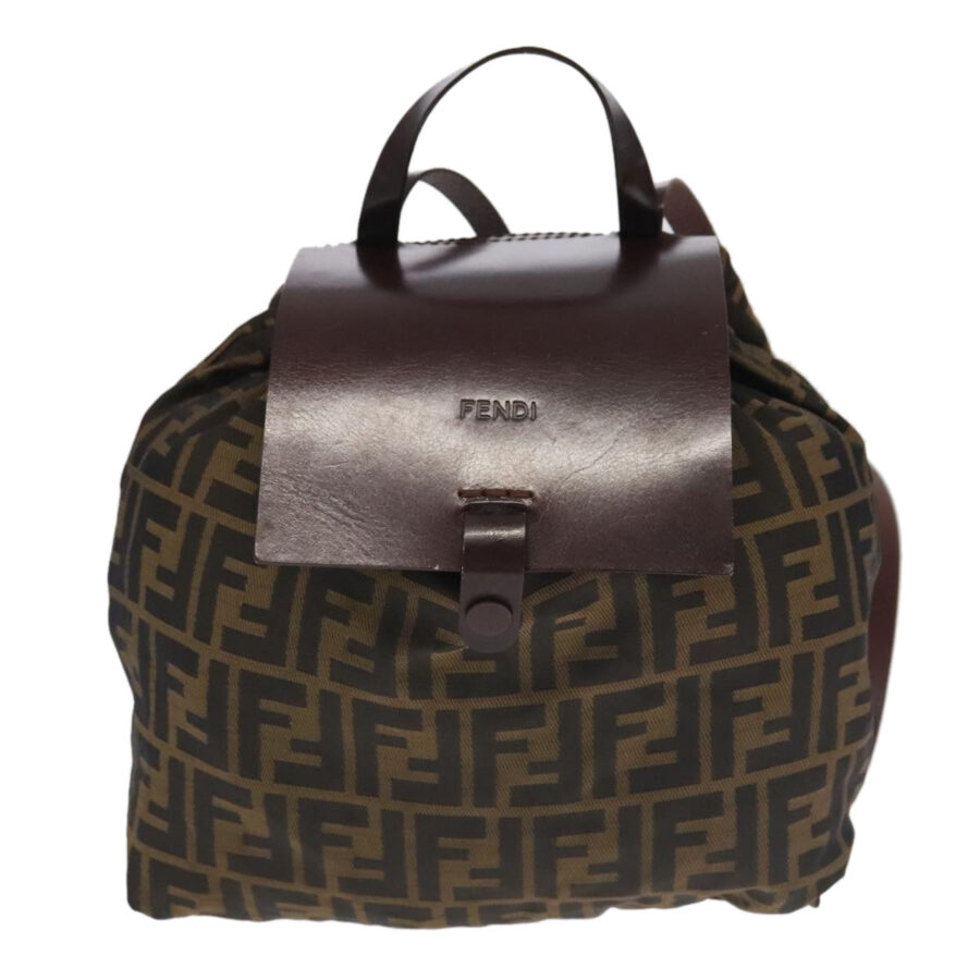 Fendi Brown Canvas Backpack Bag () | Studio Nafay