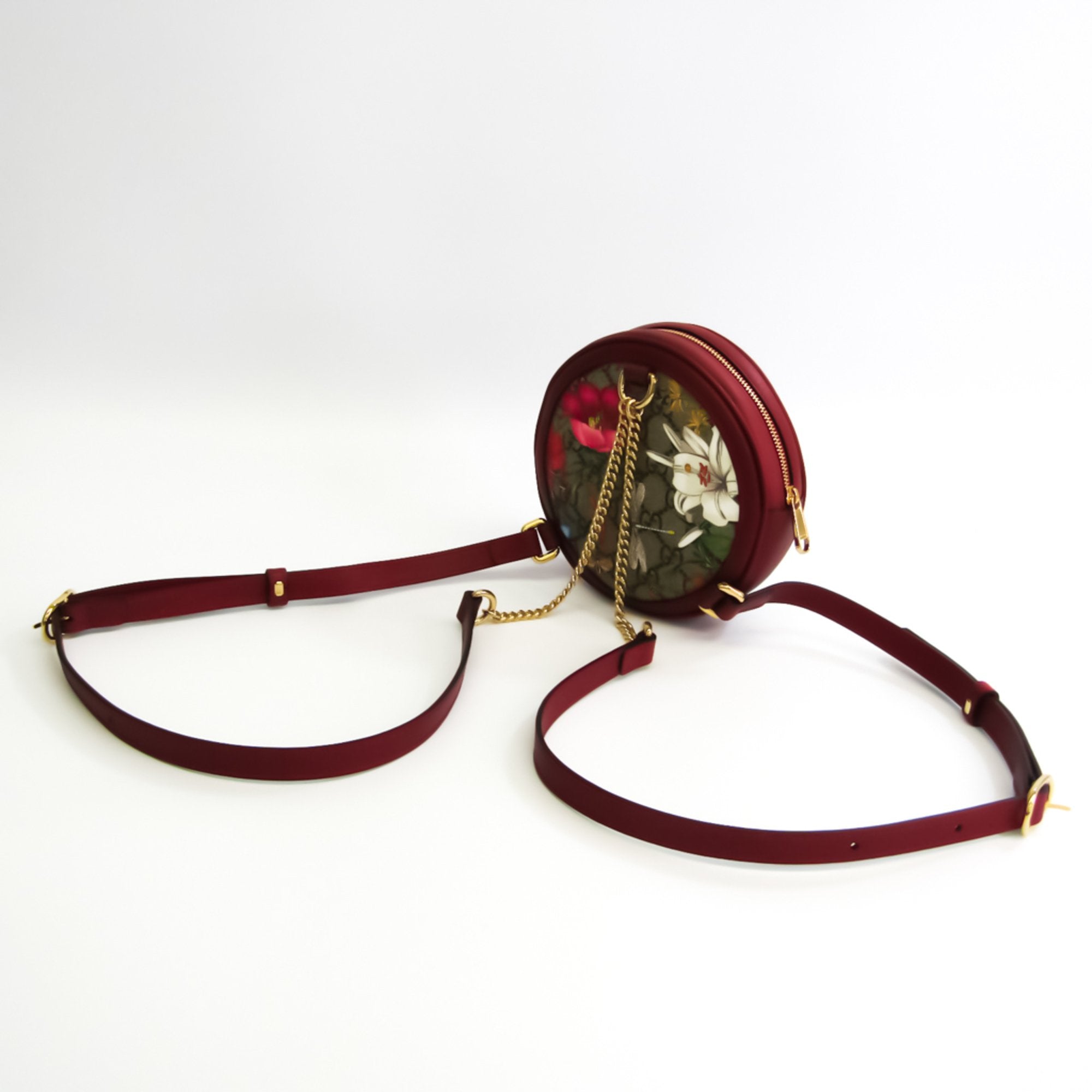 Gucci Ophidia GG Flora 598661 Women’s GG Canvas,Leather Backpack Green,Red Color