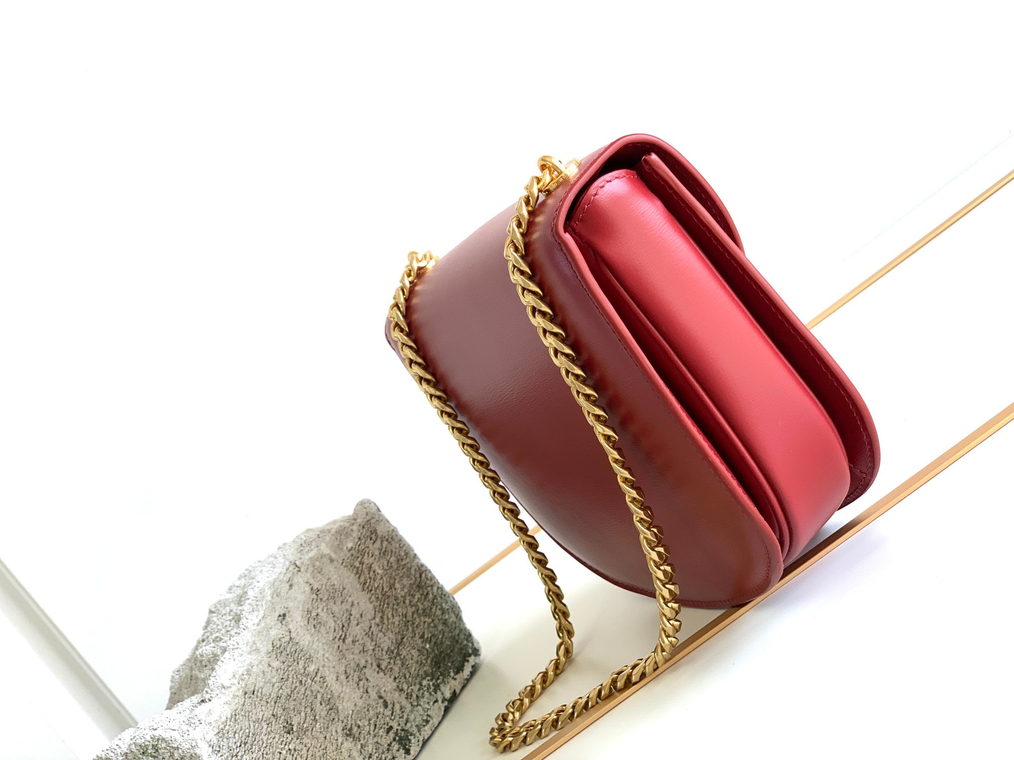 Celine Triomphe red bag – front view