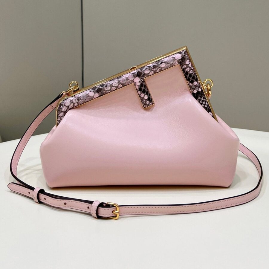 FENDI FIRST SMALL 26 LIGHT PINK LEATHER BAG WITH EXOTIC DETAILS | Studio Nafay