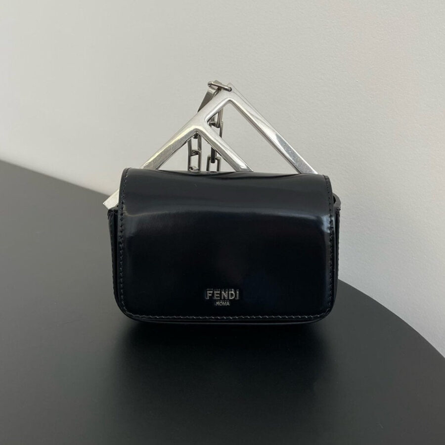FENDI MINI FIRST SIGHT 13 BAG IN BLACK CALFSKIN WITH SILVER HARDWARE | Studio Nafay