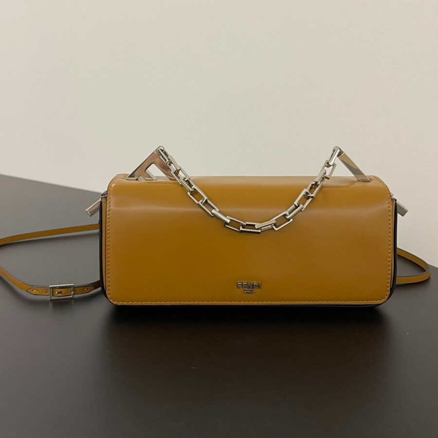 FENDI MINI FIRST SIGHT 23 BAG IN COPPER BROWN CALFSKIN WITH SILVER HARDWARE | Studio Nafay