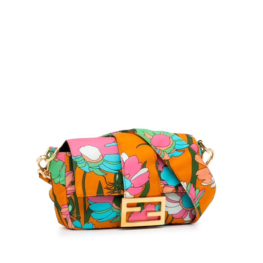 Fendi Baguette Crossbody Bag Multicolor Floral Nylon | Studio Nafay