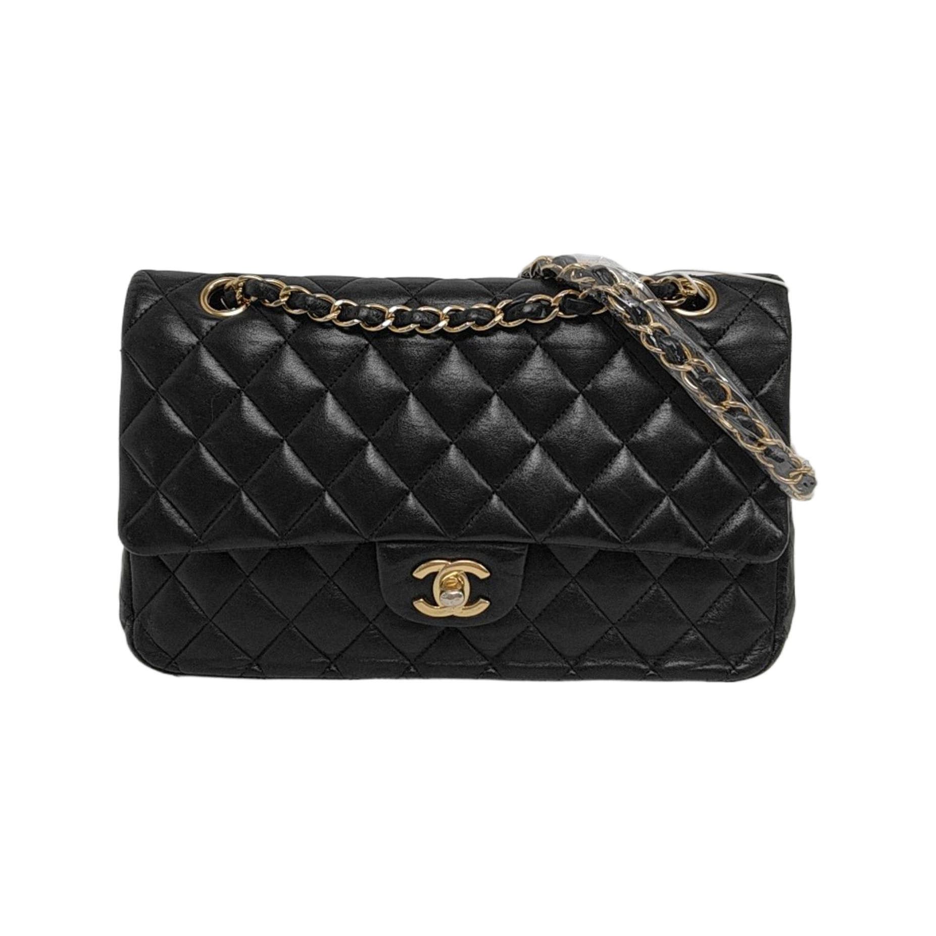 Chanel Classic Flap black bag – front view