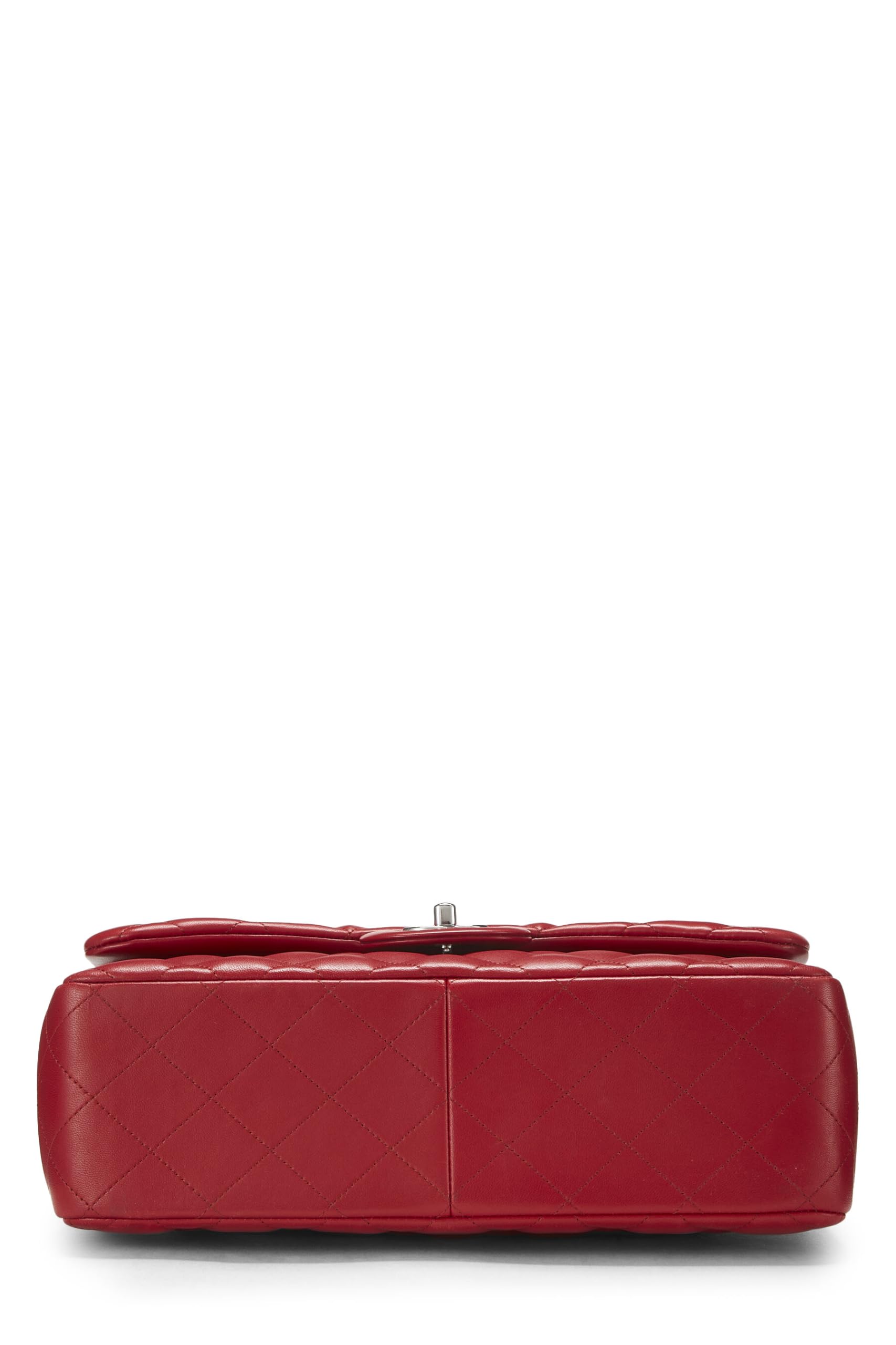 Chl, Red Quilted Lambskin New Classic Double Flap Jumbo, Red
