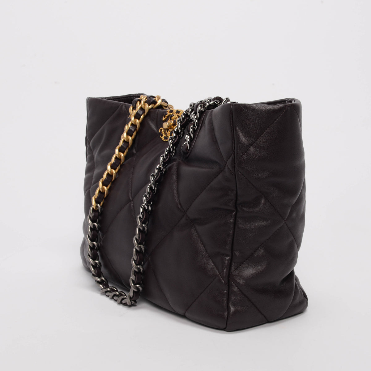Chanel Aubergine Quilted Lambskin 19 East West Shopping Tote