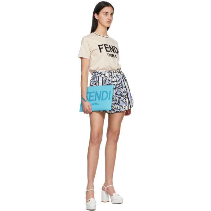 FENDI ROMA EMBOSSED LOGO LARGE POUCH CLUTCH BAG - Product Image 2