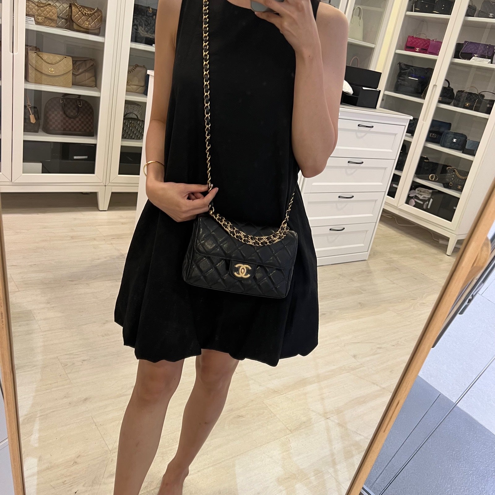 Chanel 25P Seasonal Small / Mini Flap Bag In Black Caviar And AGHW …