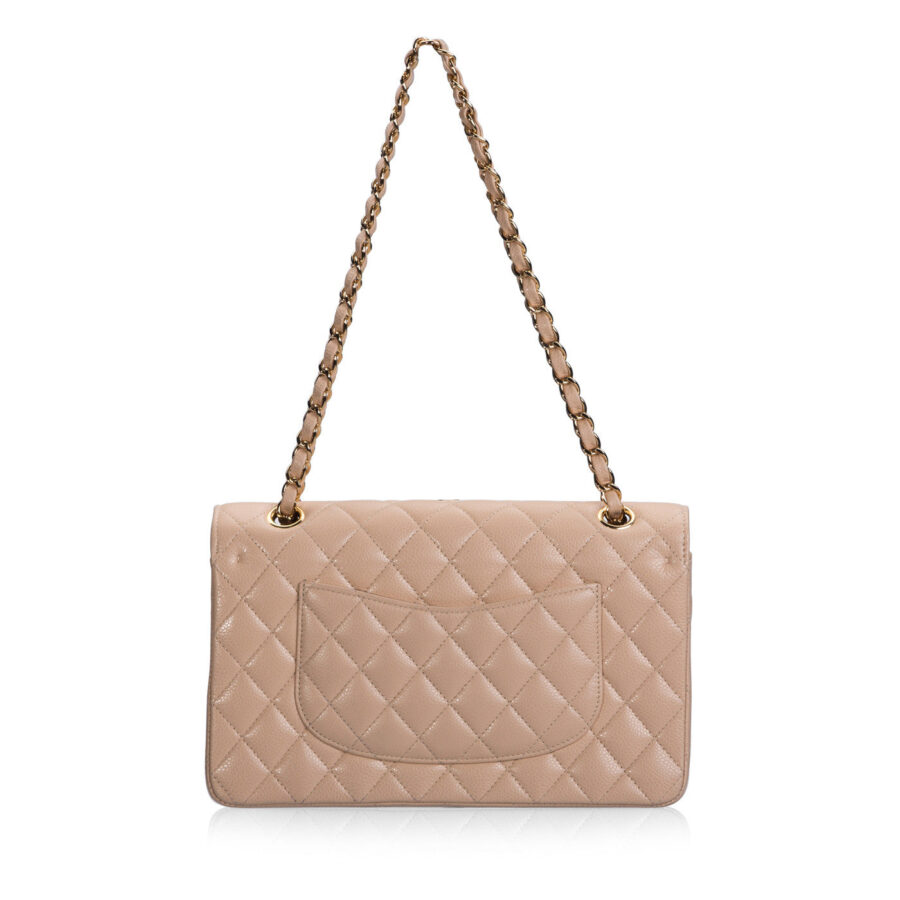Beige Caviar Classic Flap Bag | Studio Nafay