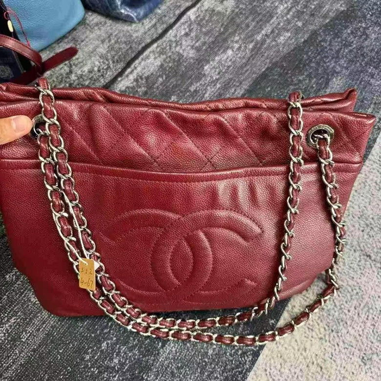 Chanel BCQ Burgundy Leather Shoulder Bag