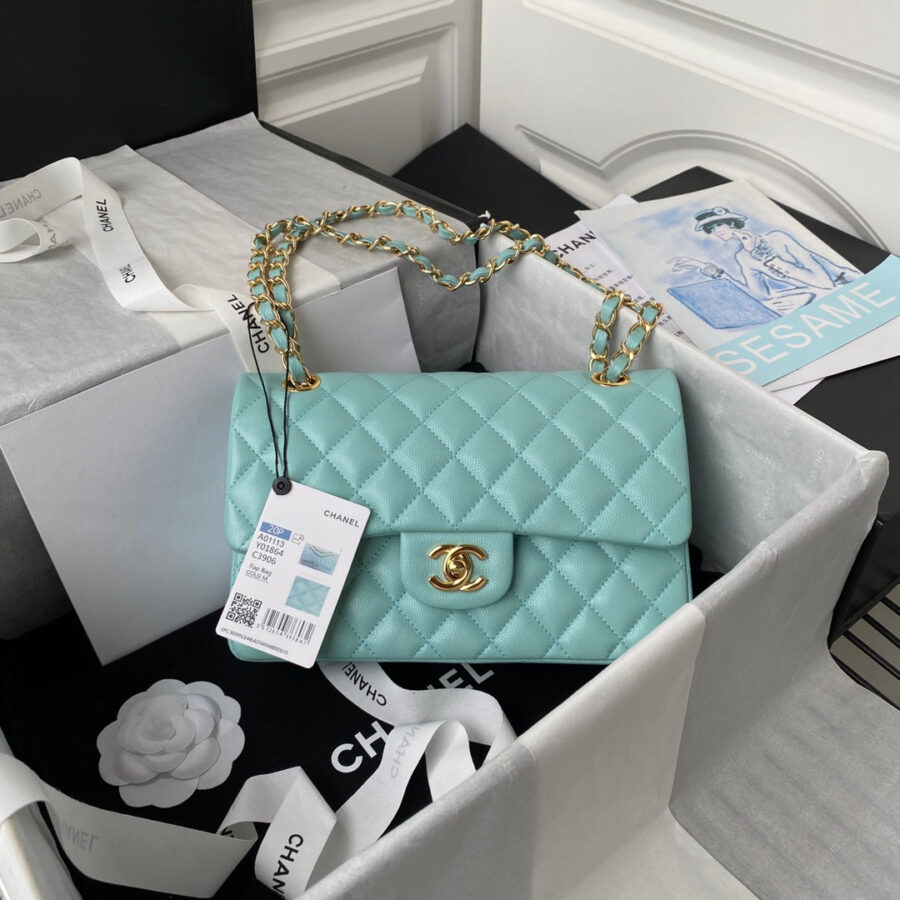 Chanel Classic Flap gold bag – front view